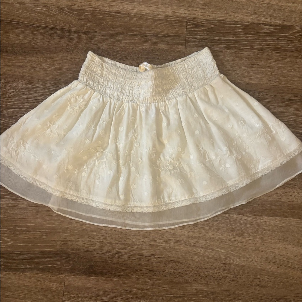 Love shack fancy white mini skirt